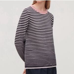 COS Striped Fine-knit Blue and Pink Sweater